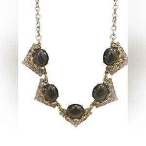 Stella and Dot Rory Necklace. Silver and gold accents. Black stones. Rhinestones